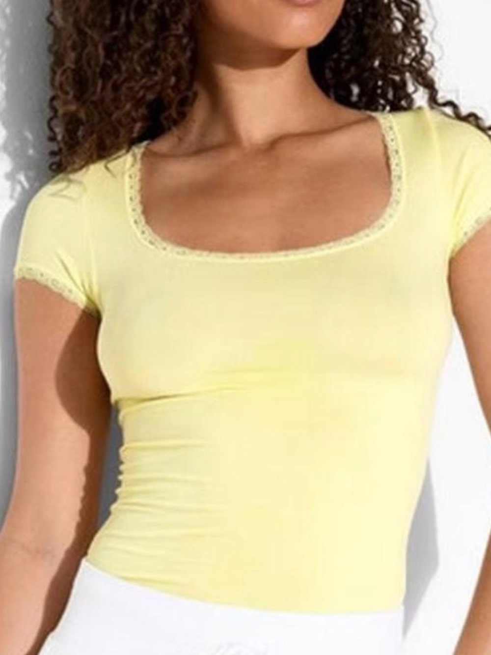 wild fable Yellow Square Neck Short Sleeve Tee